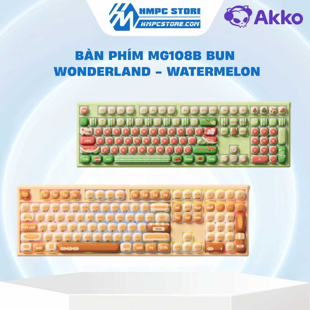 Bàn phím AKKO MG108B | Bun Wonderland - Bun Watermelon | Bảo hành 12 tháng