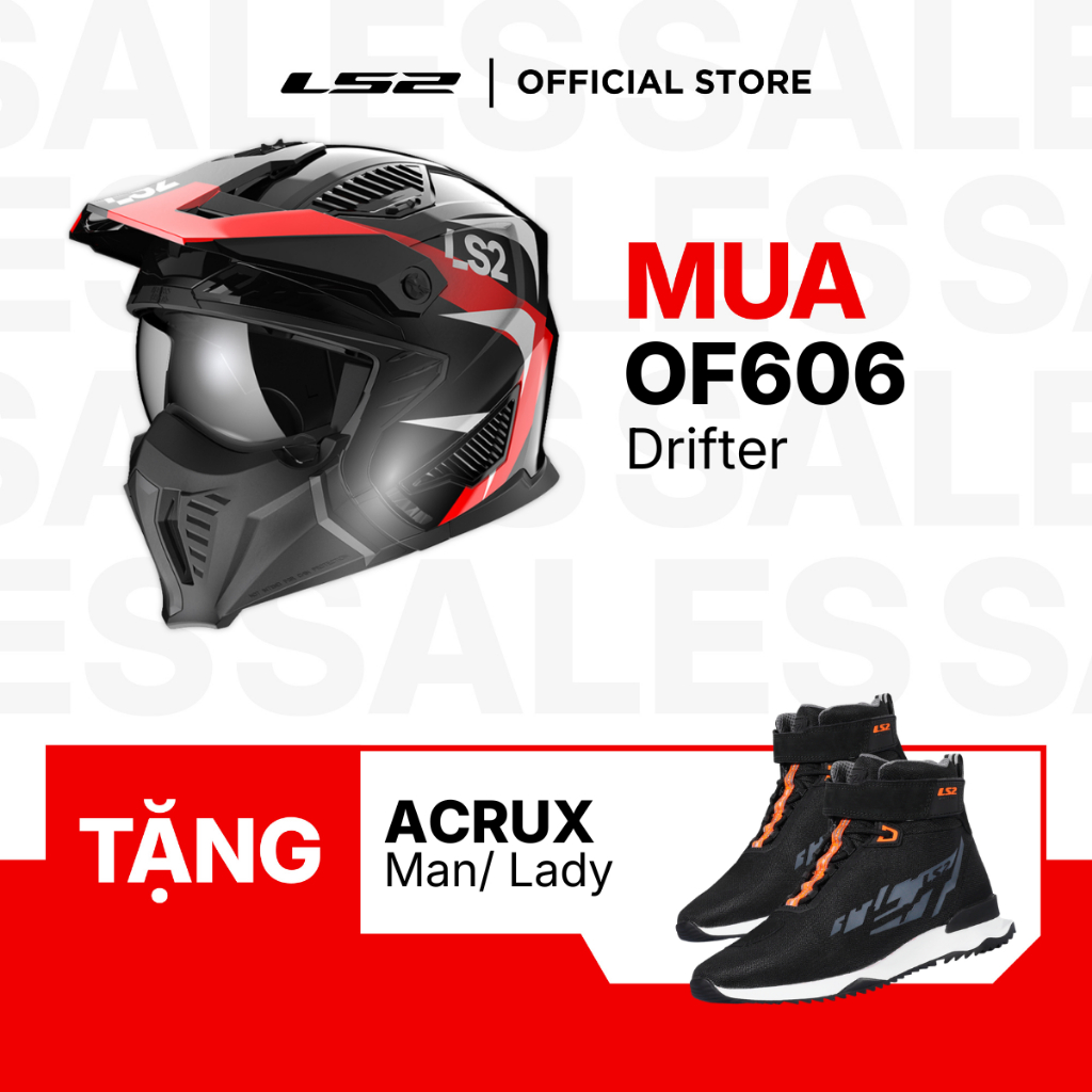 [Mua 1 Tặng 1] Mũ Bảo Hiểm 3/4 Đa Năng LS2 OF606 Drifter Helmet – Cá Tính, Linh Hoạt Cho Biker