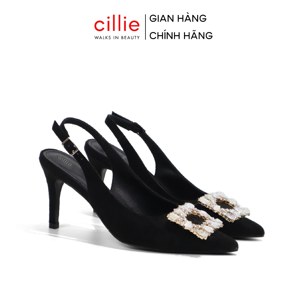 Giày Slingback Cao Gót Nữ Cillie Khóa Đá Sang Trọng 1086