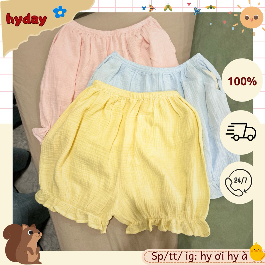 Quần bí chất xô muslin, quần bảo hộ, quần mặc nhà thoả mái màu trơn mã Bí Ngô Hyday Muslin