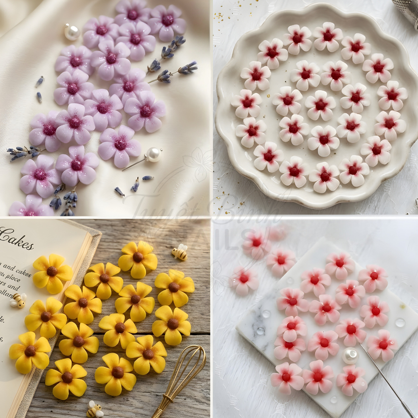 Hoa Sứ Nhũ Lấp Lánh | Hoa Bột Cao Cấp Trang Trí Đính Móng H56