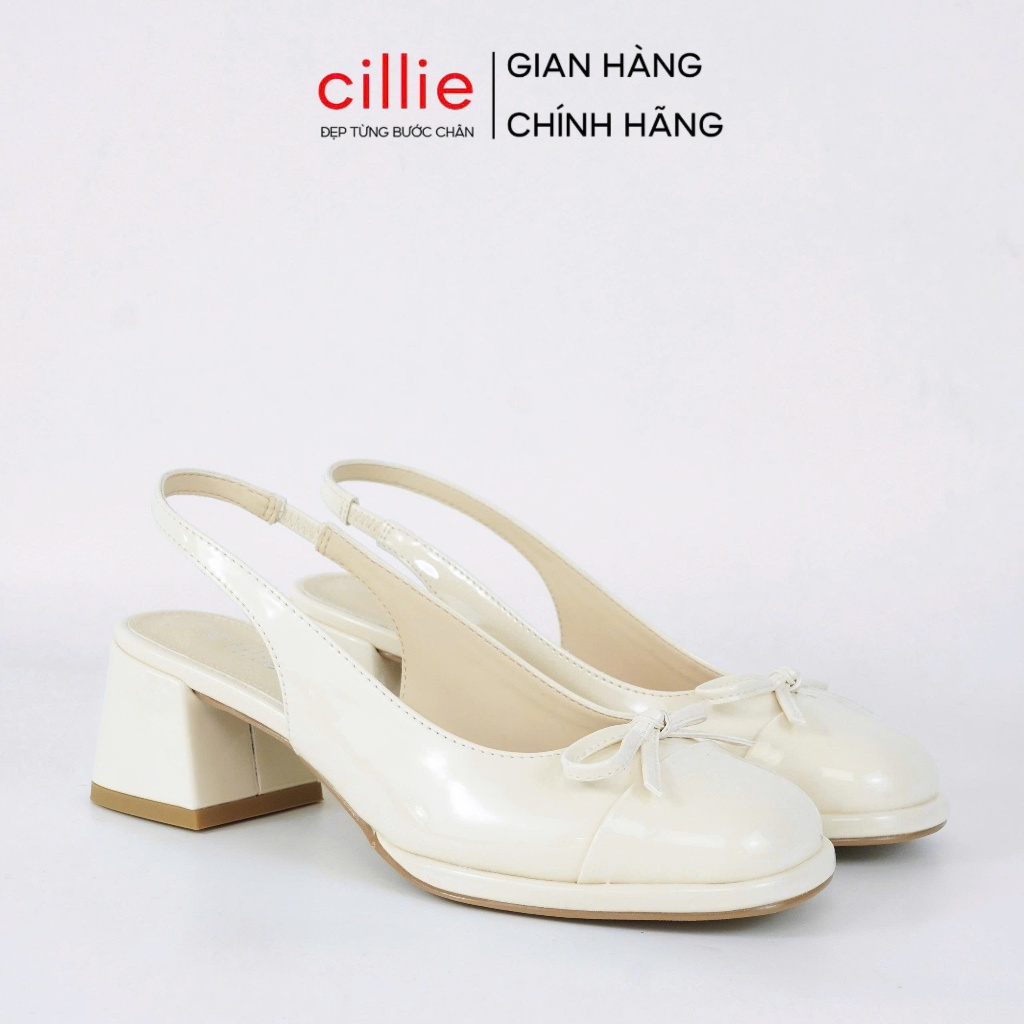 Giày Slingback Cao Gót Nữ Cillie Mũi Tròn MaryJane Tiểu Thư Cao 5cm