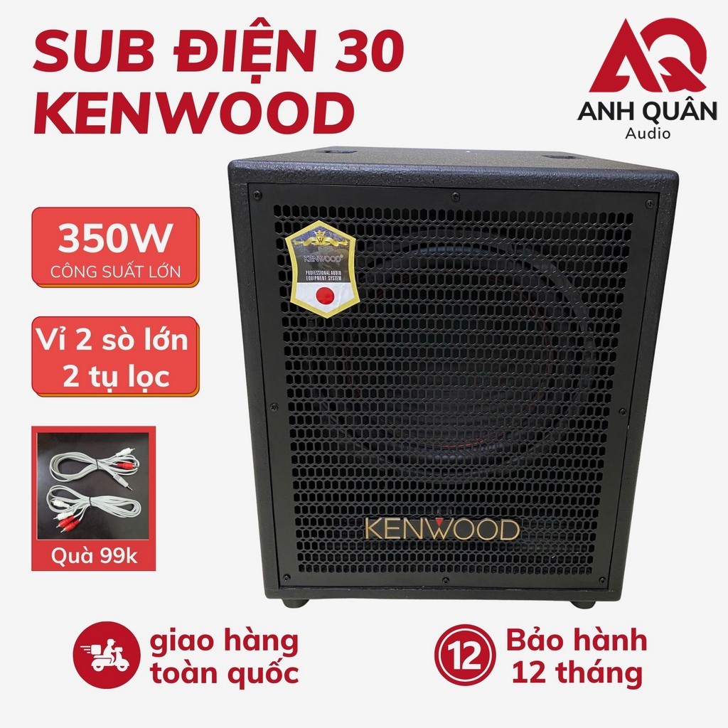 Sub Điện Kenwood Bass 30 350W Cực Khỏe, Loa Siêu Trầm Bao Rung Nhà, Tặng Dây AV - Anh Quân Audio