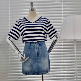 ÁO THUN KẺ SỌC . ÁO CỔ TIM NỮ (chất cotton mềm mịn)