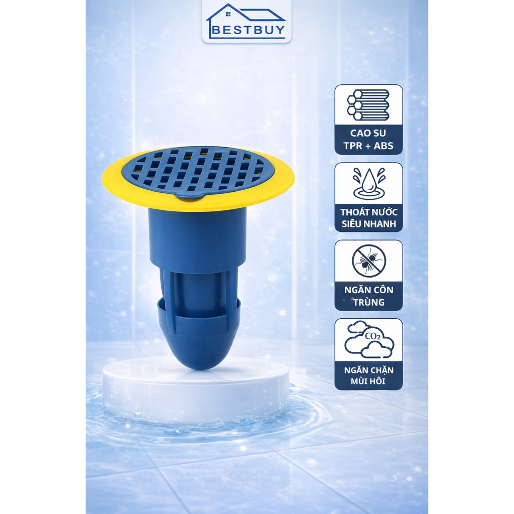 Bộ Bịt Nắp Ga Thoát Sàn Ngăn Mùi Hôi Cống BESTBUY - Ngăn Chặn Mùi Hôi Cống, Chống Côn Trùng