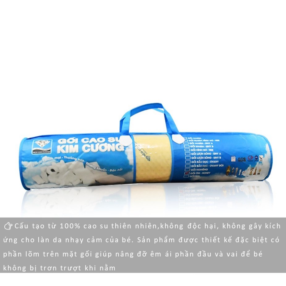 Gối ôm cao su thiên nhiên kim cương  Size 20x100