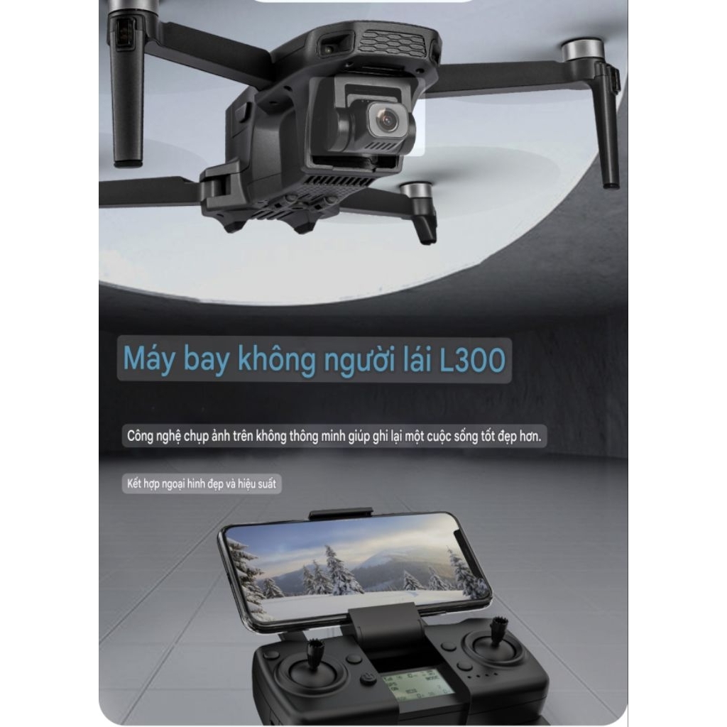 FLYCAM L300 - DRONE GẤP GỌN THÔNG MINH, CAMERA 4K HD, ĐỘNG CƠ KHÔNG CHỔI THAN SIÊU BỀN