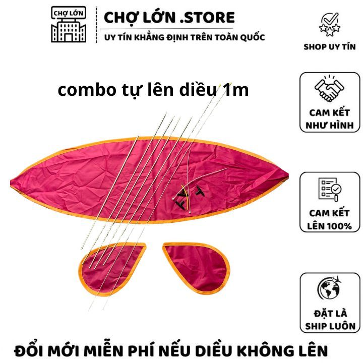 combo khung chưa vào pass + áo tự lên diều lắp ghép song vân , đuôi cá , đại trà 1m - chợ lớn .store