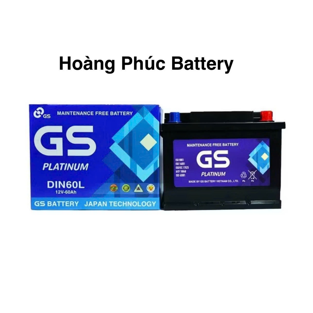 Bình Ắc Quy 12V-60Ah, Ắc Quy Ô Tô GS MF DIN60L/R/LBN