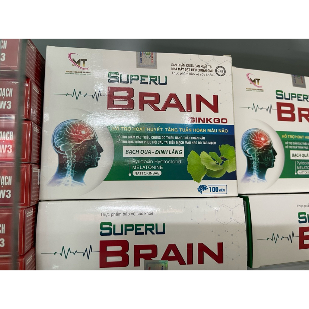 hoạt huyết dưỡng não superu brain ginkgo, thông mạch, mất ngủ