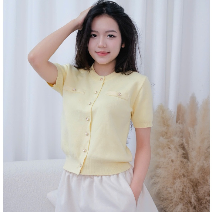 (BST hè HTIQUE) Ao len dệt kim siêu sang chảnh, Áo len cao cấp hồng pastel HT25 | BigBuy360 - bigbuy360.vn
