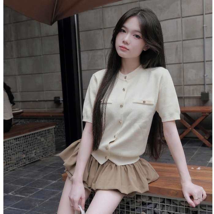 (BST hè HTIQUE) Ao len dệt kim siêu sang chảnh, Áo len cao cấp hồng pastel HT25 | BigBuy360 - bigbuy360.vn