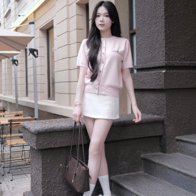 (BST hè HTIQUE) Ao len dệt kim siêu sang chảnh, Áo len cao cấp hồng pastel HT25 | BigBuy360 - bigbuy360.vn