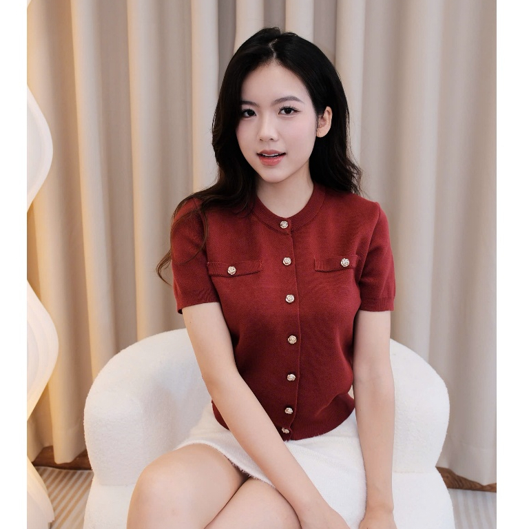 (BST hè HTIQUE) Ao len dệt kim siêu sang chảnh, Áo len cao cấp hồng pastel HT25 | BigBuy360 - bigbuy360.vn