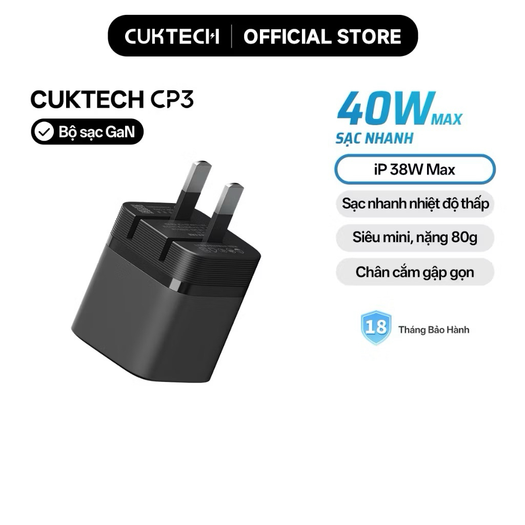 Cuktech | Sạc nhanh Cuktech CP3 Mini GaN 40W – AC301