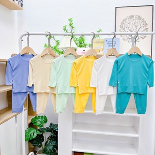 [A175 - Mềm Mát, Rẻ] Bộ Dài Tay Thun Lạnh Trơn Không Họa Tiết Cho Bé Trai Bé Gái