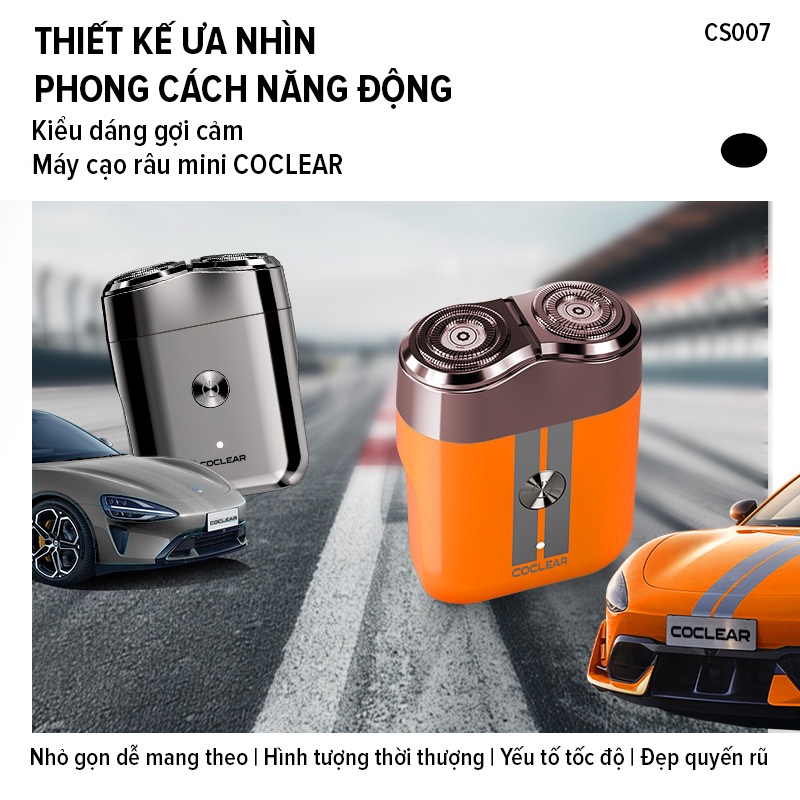 （NEW)Máy cạo râu mini Coclear CS007 chống nước toàn thân, sạc nhanh Type-C 1.5h, khóa du lịch, BH 1 năm.