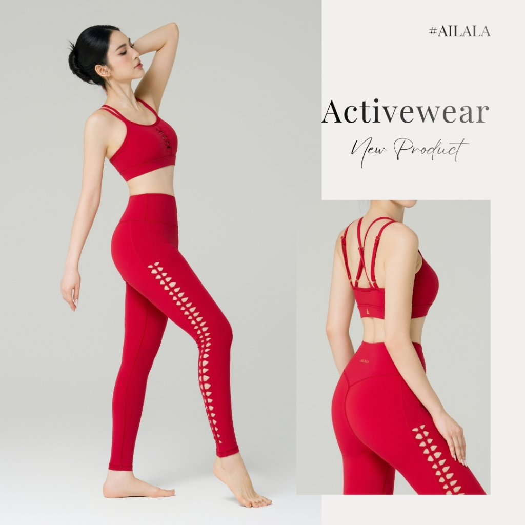 AiLALA LUX66 Bộ Đồ Tập Yoga Pilates Nữ, Áo Bra Thể Thao Có Đệm, Quần Legging Đan Móc, Size S-XL