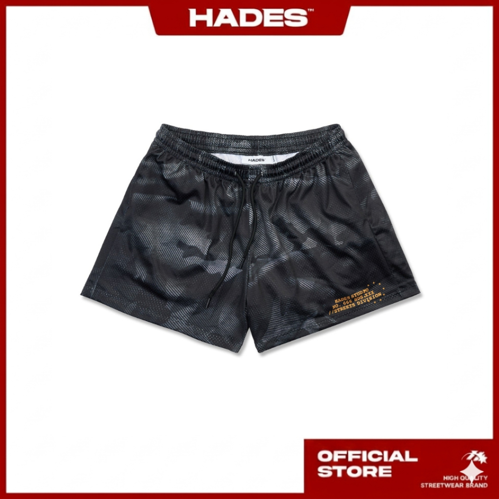 HADES CAMO MESH SHORT - BLACK - HADES Brand Chính Hãng