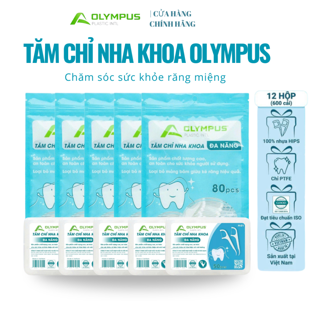 Tăm Chỉ Nha Khoa OLYMPUS Combo 6 Hộp 12 Hộp Hộp 50 Tăm Gói 80 Tăm Làm Sạch Kẽ Răng