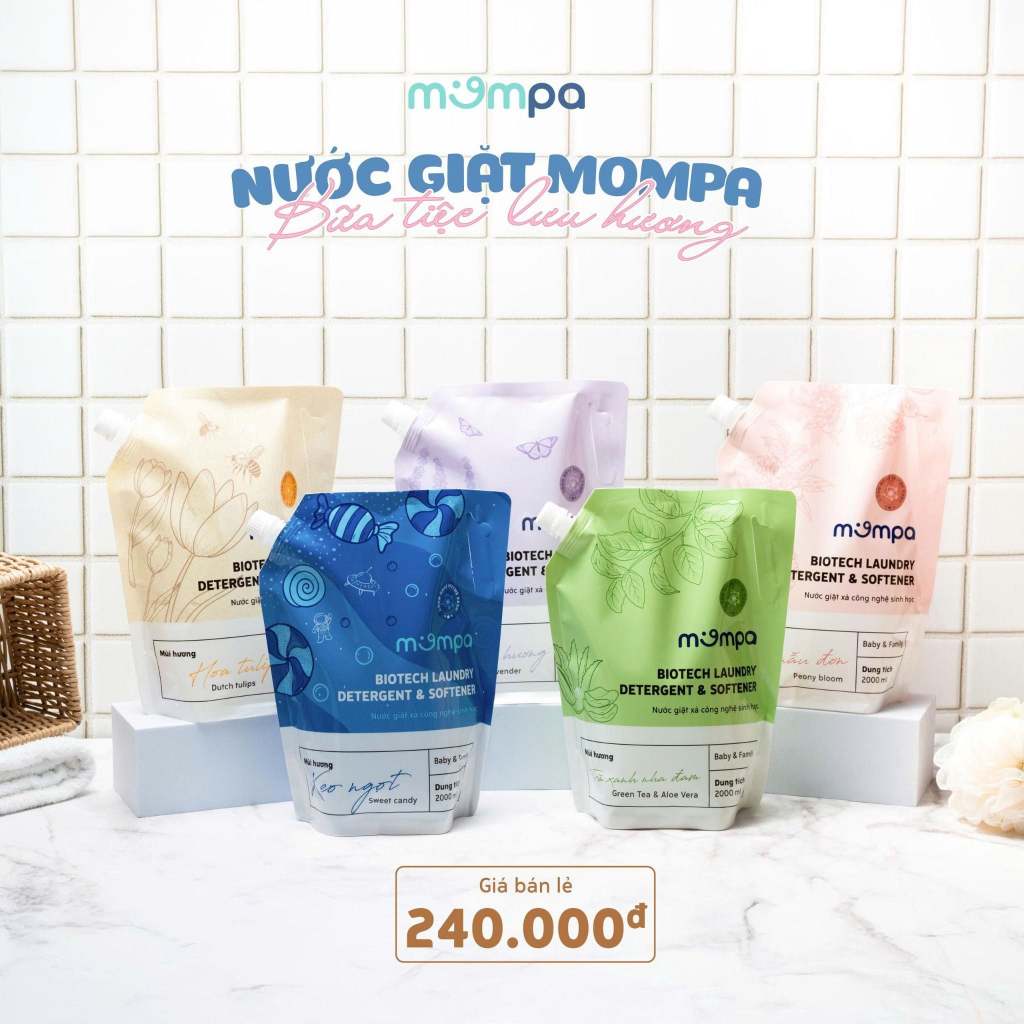 NƯỚC GIẶT MOMPA TÚI 2L / DEAL MUA 1 TẶNG 1 TÚI 2L CÔNG NGHỆ SINH HỌC