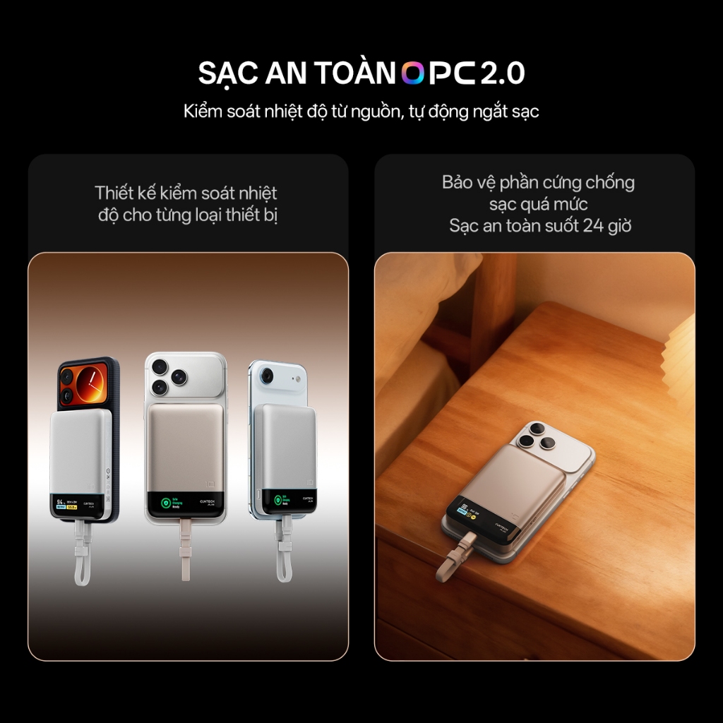 CUKTECH Pin Dự Phòng Từ Tính Sạc Nhanh 55W 10000mAh  Hỗ Trợ Sạc Không Dây Tích Hợp Dây cho iP 17–12 | BigBuy360 - bigbuy360.vn