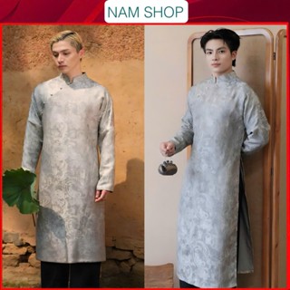 Áo Dài Nam Cách Tân Chất Liệu Tafta Vân Gỗ Không Nhăn Không Nhàu Cao Cấp Mặc Lễ Tết