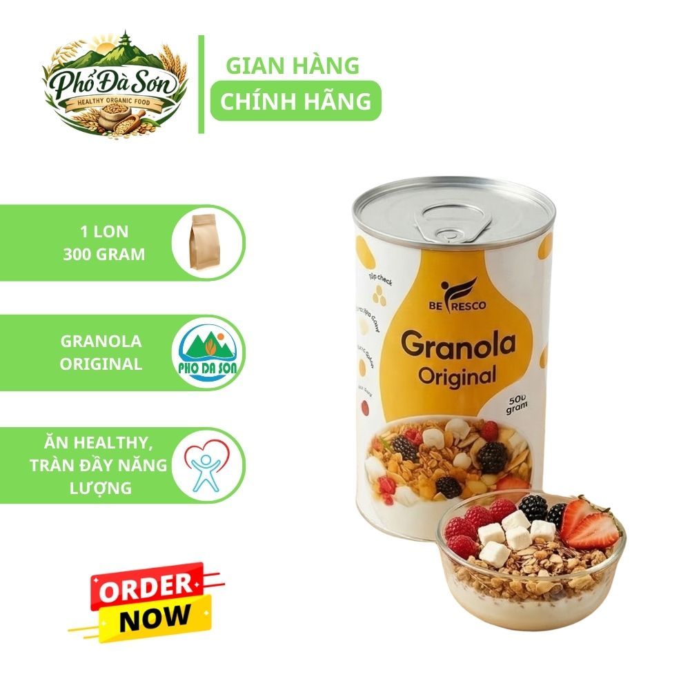 BEFRESCO Granola Original 300g – Ngũ Cốc Yến Mạch Mix Hạt Ăn Sáng Healthy