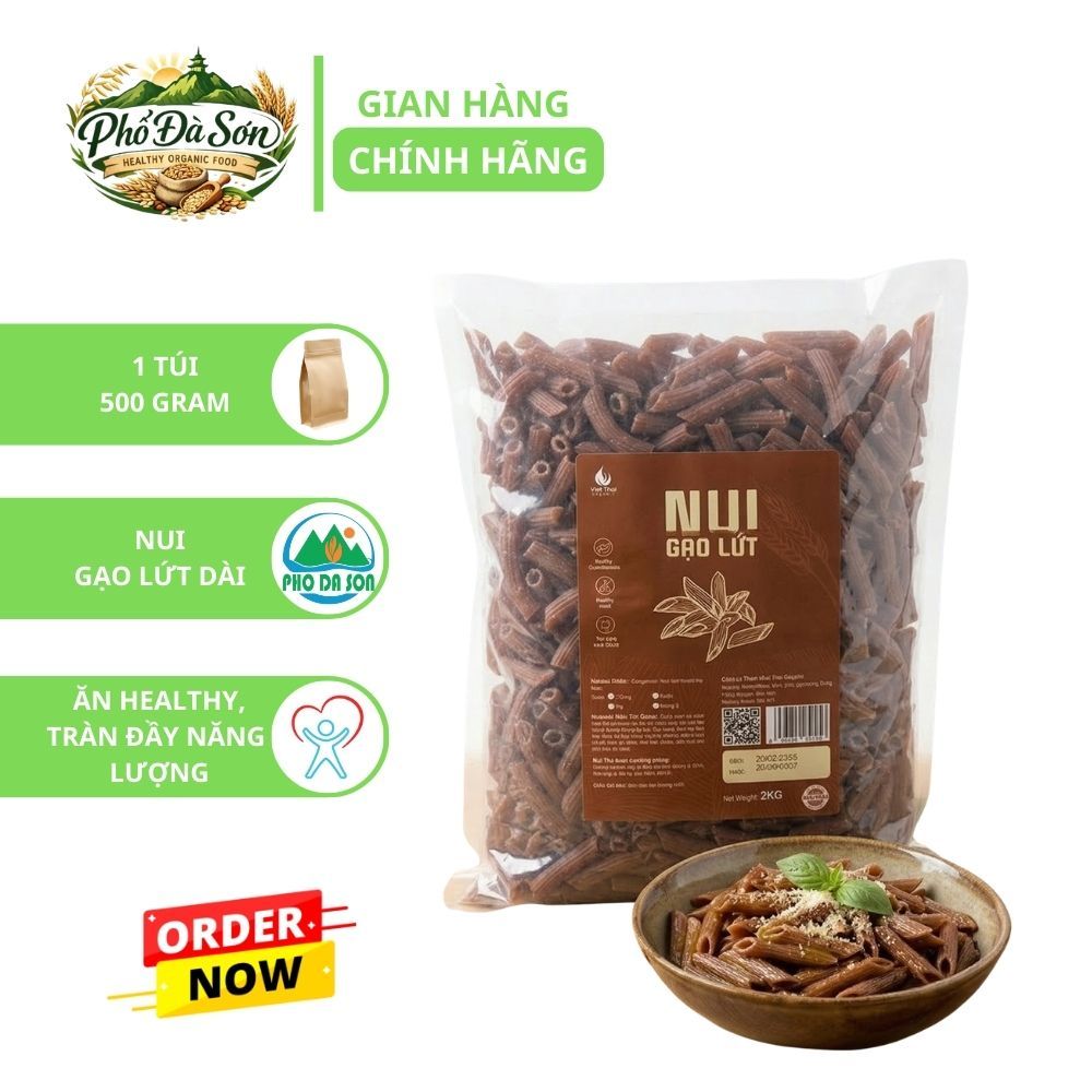 Nui Gạo Lứt Cong 500g/Nui Gạo Lứt Thẳng 500g/Nui Chùm Ngây 500g- Nui Gạo Lứt Tự Nhiên, sản phầm từ r