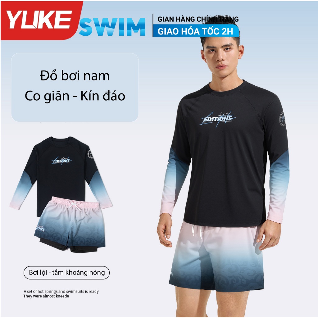 Bộ Đồ Bơi Nam Giữ Nhiệt YLIKE Dài Tay Quần Bơi Nam 2 Lớp Bộ Bơi Nam Dài Tay Đồ Bơi Nam Dài Tay