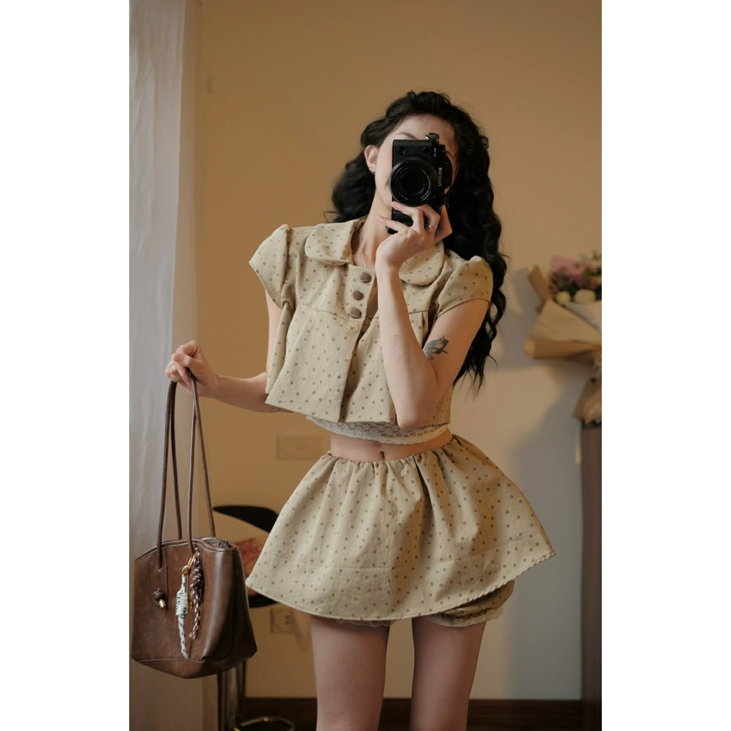 [Tặng Kèm Áo Ren] Set 3CT Áo Thô Hoa Nhí Cúc Bọc Mix Quần Váy Cạp Trễ “SUSIAN” style Ulzzang siêu xinh-Dành Cho Nữ | BigBuy360 - bigbuy360.vn