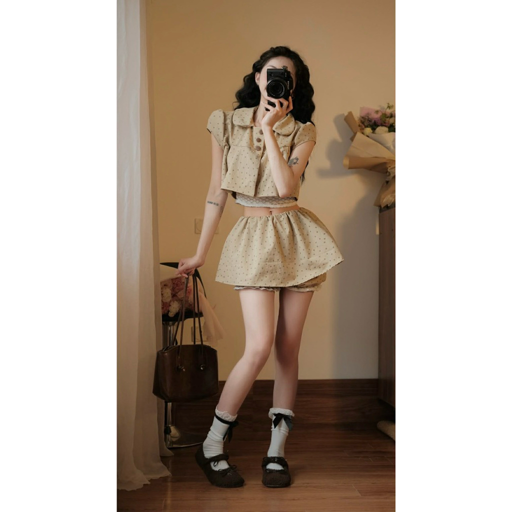 [Tặng Kèm Áo Ren] Set 3CT Áo Thô Hoa Nhí Cúc Bọc Mix Quần Váy Cạp Trễ “SUSIAN” style Ulzzang siêu xinh-Dành Cho Nữ | BigBuy360 - bigbuy360.vn