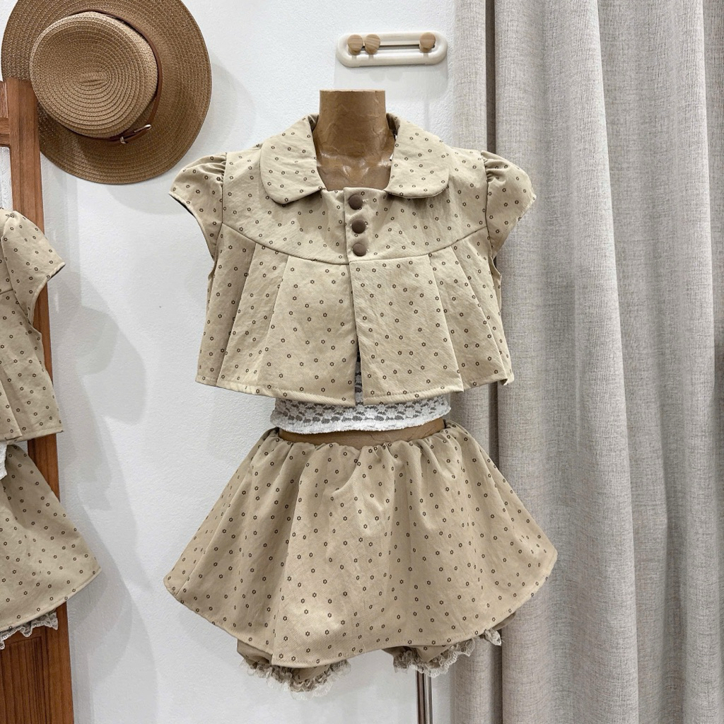 [Tặng Kèm Áo Ren] Set 3CT Áo Thô Hoa Nhí Cúc Bọc Mix Quần Váy Cạp Trễ “SUSIAN” style Ulzzang siêu xinh-Dành Cho Nữ | BigBuy360 - bigbuy360.vn