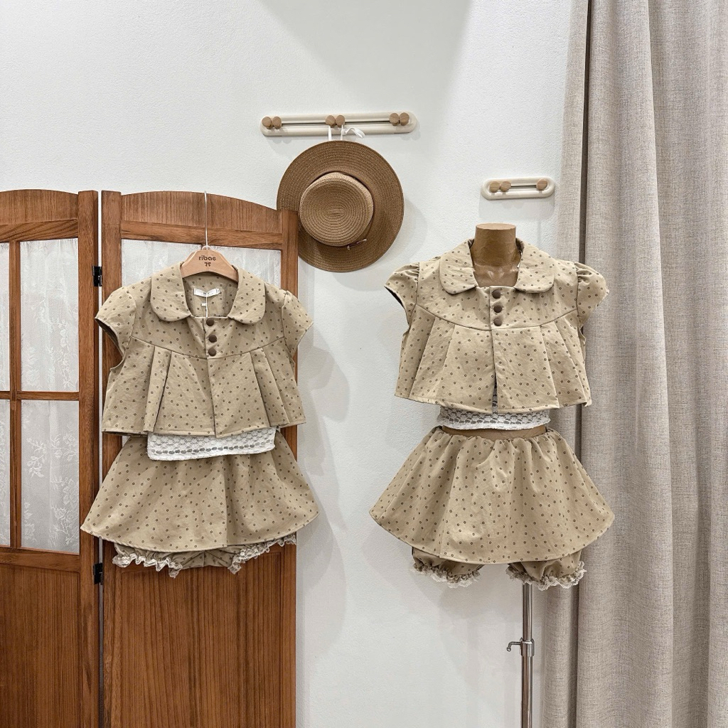 [Tặng Kèm Áo Ren] Set 3CT Áo Thô Hoa Nhí Cúc Bọc Mix Quần Váy Cạp Trễ “SUSIAN” style Ulzzang siêu xinh-Dành Cho Nữ | BigBuy360 - bigbuy360.vn