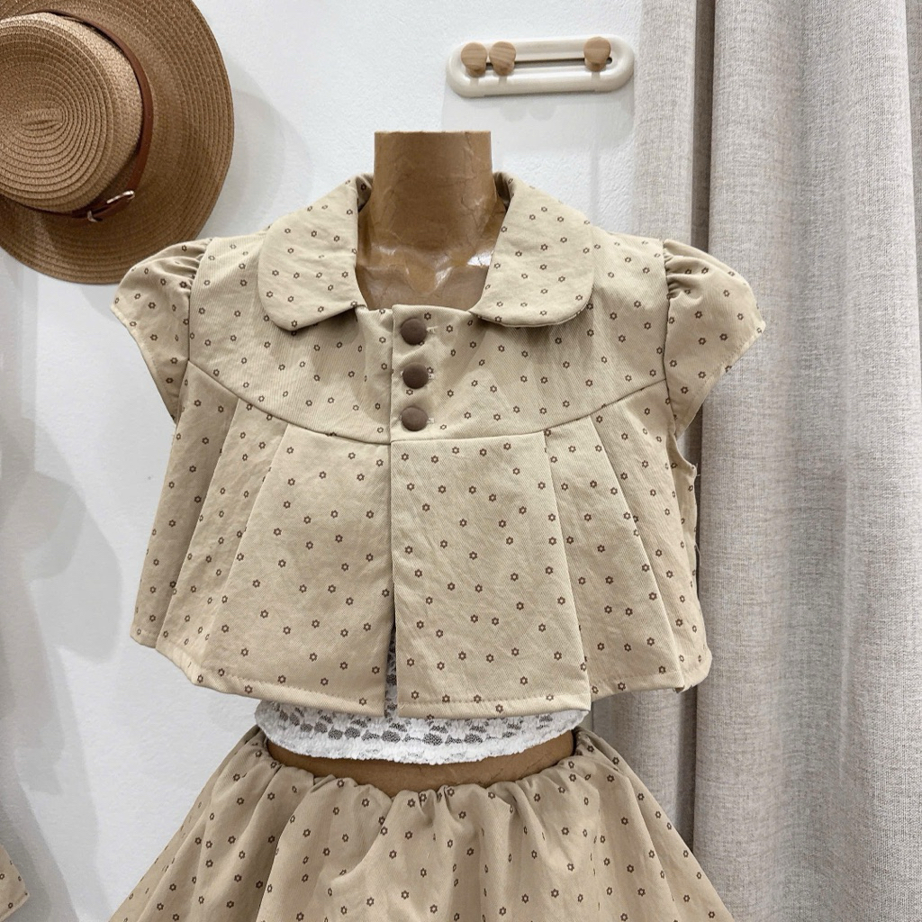 [Tặng Kèm Áo Ren] Set 3CT Áo Thô Hoa Nhí Cúc Bọc Mix Quần Váy Cạp Trễ “SUSIAN” style Ulzzang siêu xinh-Dành Cho Nữ | BigBuy360 - bigbuy360.vn