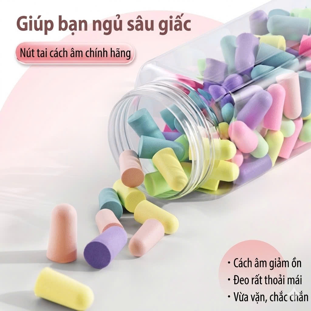 Hộp 10/24/60 nút bịt tai chống ồn loại tốt phối nhiều màu