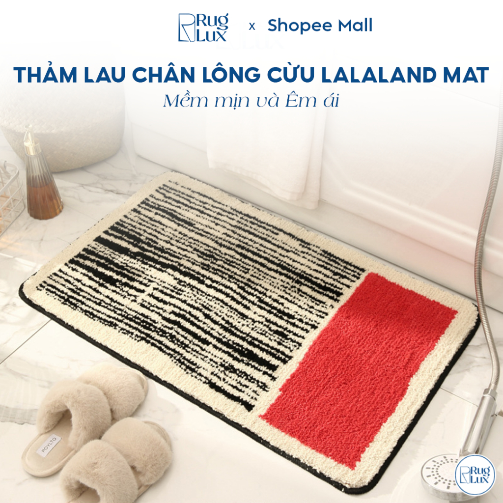 Thảm Lông , Thảm Chùi Chân Lông Cừu congtrangbedding, Thảm Lau Chân LALALAND Chống Trượt - Thấm Nước