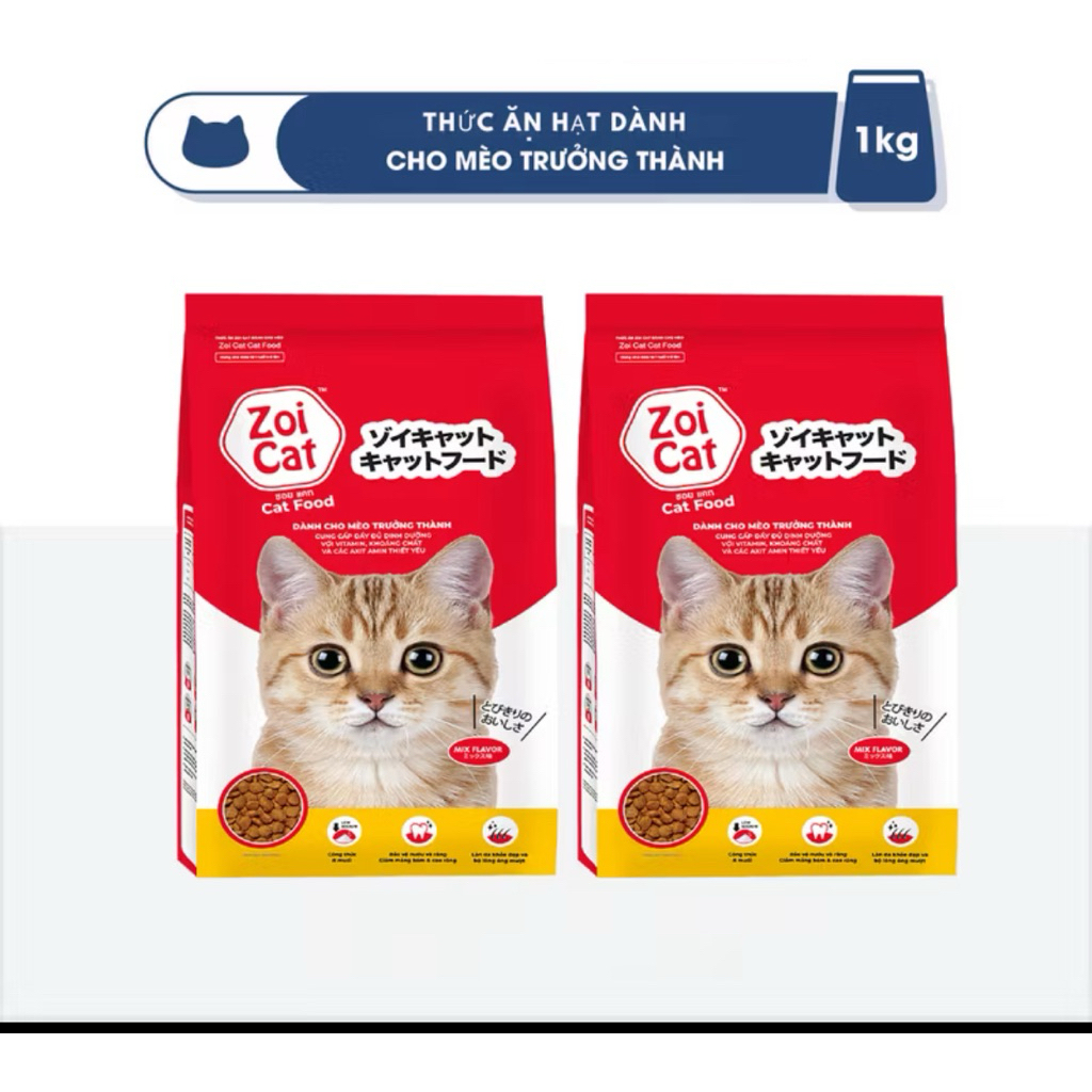 [COMBO 2 GÓI] THỨC ĂN CHO MÈO ZOI CAT 1kg- hạt zoi cat 1kg-petxinh