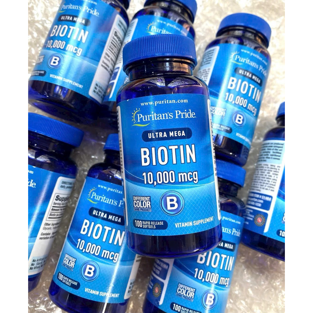 💙💎 [HSD 07/2028] Viên uống Biotin mọc tóc, đẹp da Puritan's Pride Ultra Mega BIOTIN 10000mg 100 viên