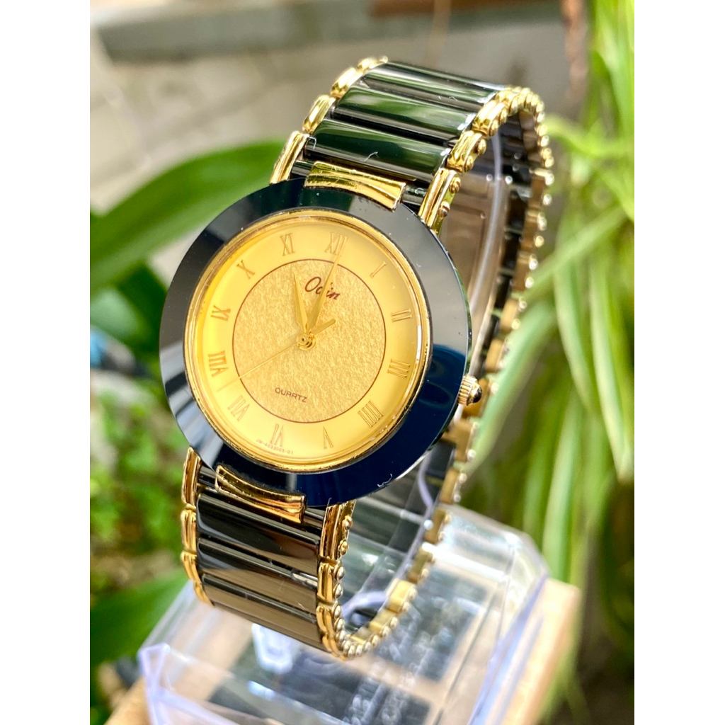 Đồng hồ Odin mặt dát vàng dây vỏ đá Ceramic máy vàng size-33