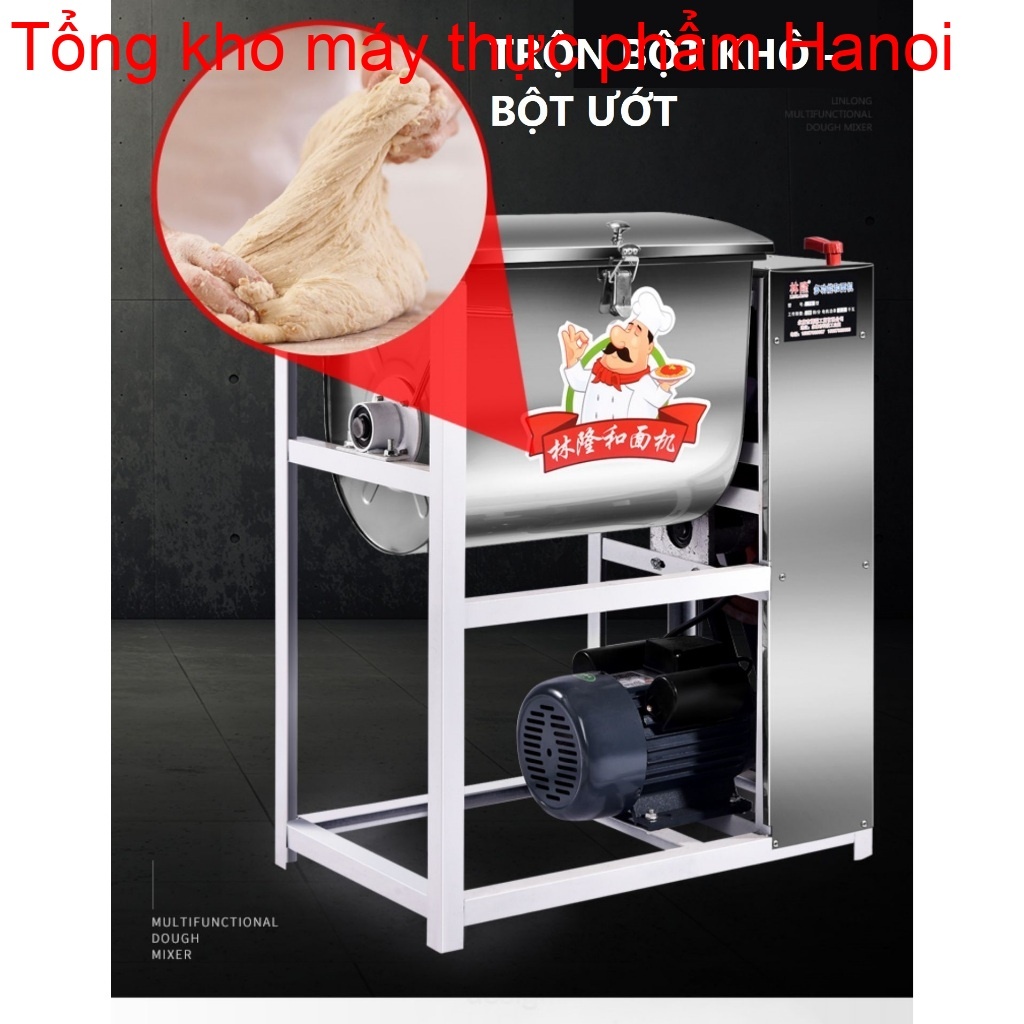 Máy trộn bột khô,bột ướt nằm ngang, thực phẩm, trộn thịt, hoa quả, rau củ năng suất cao 20kg/mẻ thùng trộn Inox 304