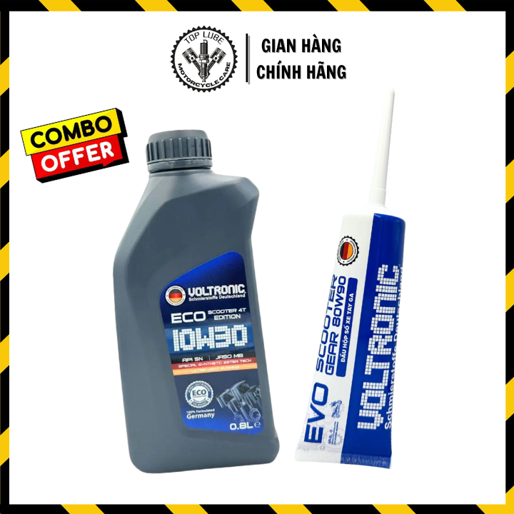 Combo 2, Nhớt Xe Tay Ga Voltronic ECO Scooter 10W30 800ml + Nhớt Lap Voltronic 80W90 120ml