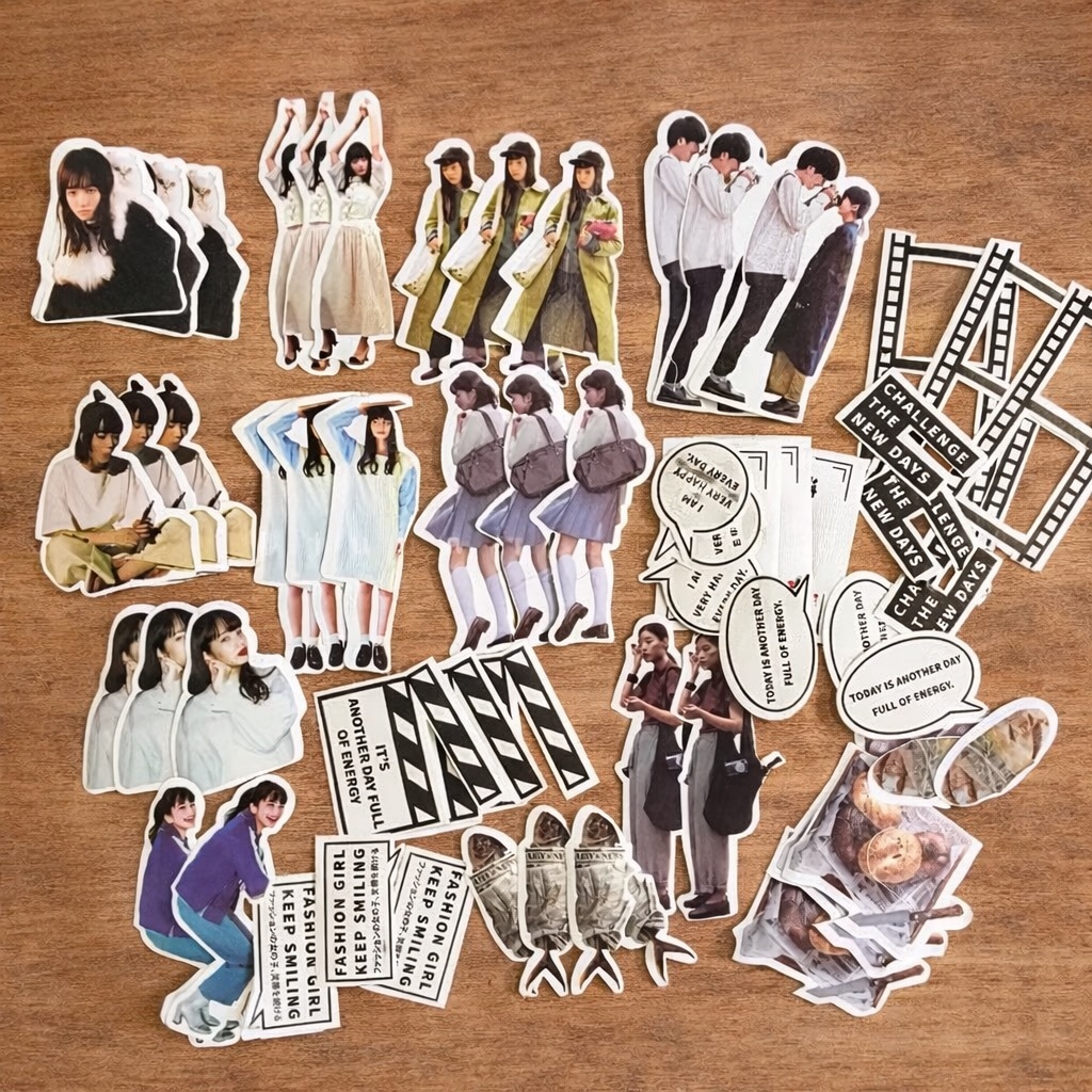 Junarystudio - Set 60 sticker miếng dán nhân vật dễ thương trang trí bulletjournal