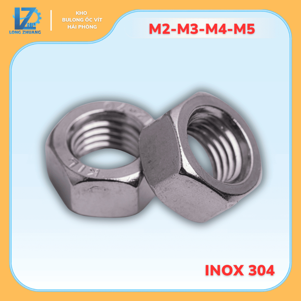 Ecu Lục Giác Inox 304 Kích Thước M2-M3-M4-M5 / Hàng chuẩn Inox 304