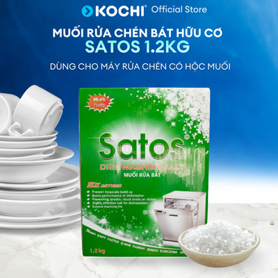 Muối Rửa Chén Bát Sinh Học Satos 1.2kg - Tinh Khiết 99.4%, Dùng Cho Máy Rửa Chén Có Hộc Muối - Làm mềm nước, loại cặn ca