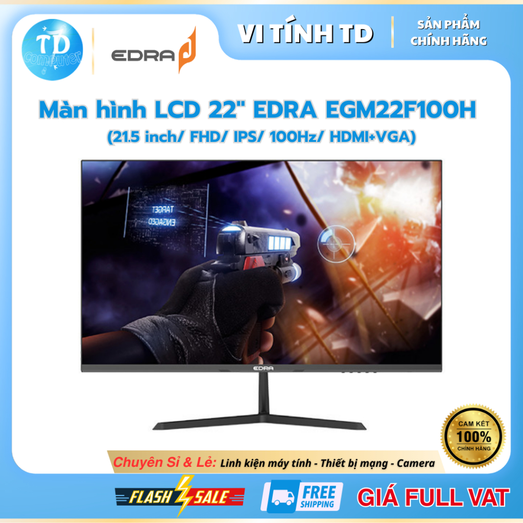 Màn hình Gaming EDRA EGM22F100H 22 inch FullHD 100Hz IPS (HDMI + VGA, Đen) - Hàng chính hãng
