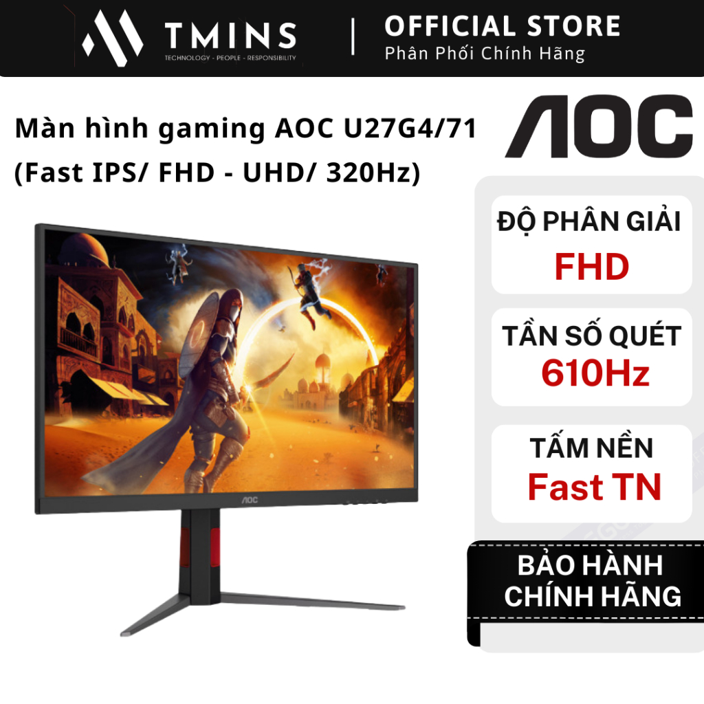 Màn hình gaming AOC U27G4/71 (Fast IPS/ FHD - UHD/ 320Hz) - Hàng chính hãng
