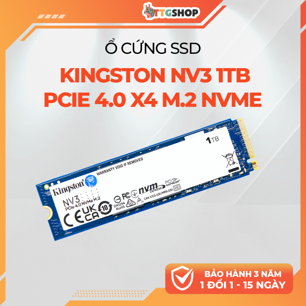SSD Kingston NV3 1TB M.2 NVMe PCIe 4.0 x4 | SNV3S/1000G | Ổ cứng SSD Gen4 Cho Laptop/PC