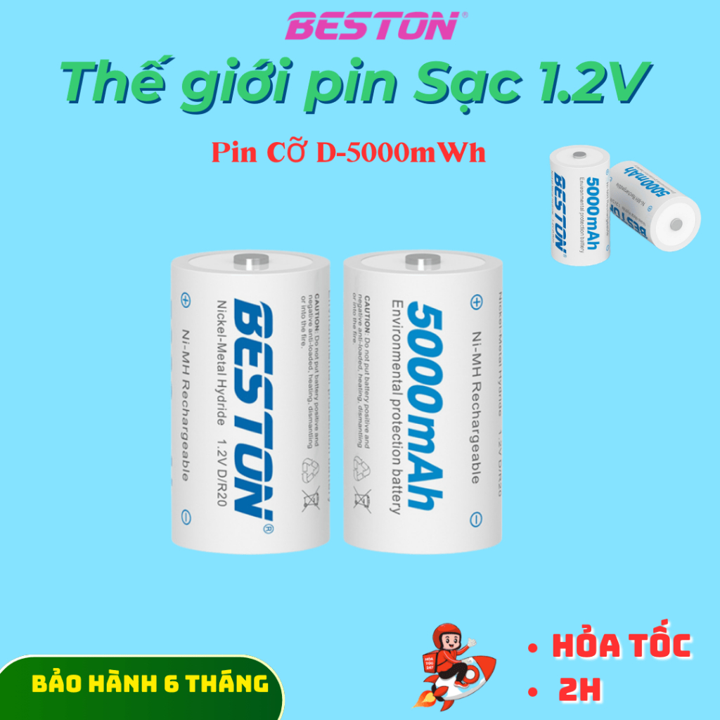 D- 5000mAh Pin BESTON  chất lượng dùng cho đài radio,đèn pin, bếp gas,đồ chơi...