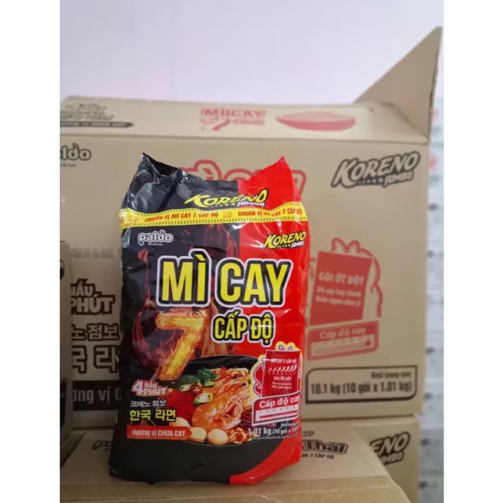 Bịch 10 Gói MỲ CAY 7 Cấp độ Koreno jumbo 1kg mì cay 7 cấp độ( 10 gói ).